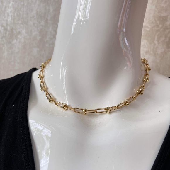 18K Solid gold (not filled) hardware necklace 16” 13.6 grams - Picture 3 of 4